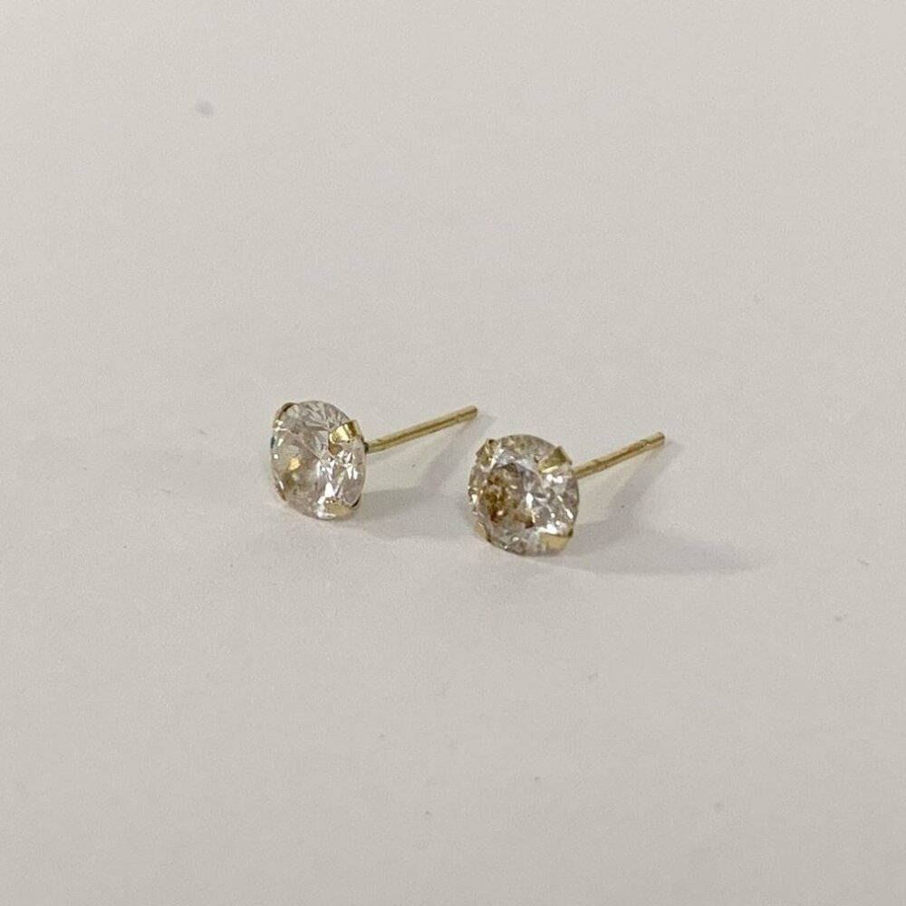 14k Gold CZ Stud Earrings